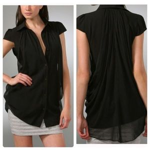 Alice + Olivia Black Silk Blend Black Tunic Top